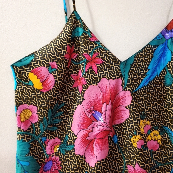 Vintage 100% Silk Patterned Camisole - Lauren Alexandra - Size S - Picture 3 of 10